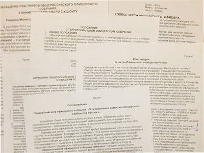 Документы Общероссийского офицерского собрания. Фото из блога Елены Васильевой
