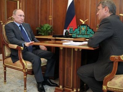 Встреча Путина и Грефа. Фото: Кремль.org