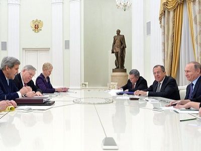 Переговоры Дж. Керри и Путина. Фото: kremlin.ru