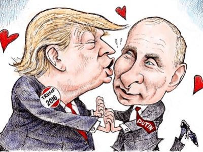 Трамп и Путин (карикатура). Источник - davegranlund.com