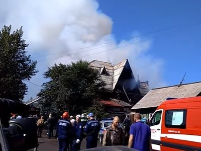Пожар в пансионате. Фото: скриншот видео "НГС Красноярск"