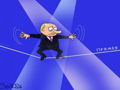 Путин на "прямой линии". Карикатура С.Елкина: svoboda.org