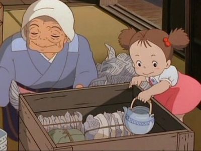 Японские бабушка и внучка (кадр из м/ф "Мой сосед - Тоторо". Скрин: kinoandvideo.ru