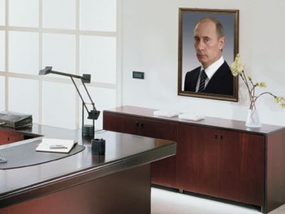 Портрет Путина в кабинете. Фото: Фотокартины.Ru