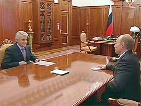 Путин и Литвин на встрече. Кадр ОРТ (с)